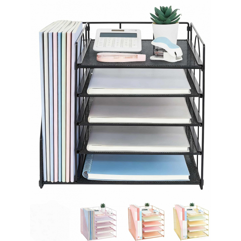 Binder Storage Box - ชั้นวางเอกสาร 5 ชั้น สำหรับจัดเก็บเอกสารบนโต๊ะทำงาน กล่องเก็บเอกสาร ชั้นวางแฟ้ม