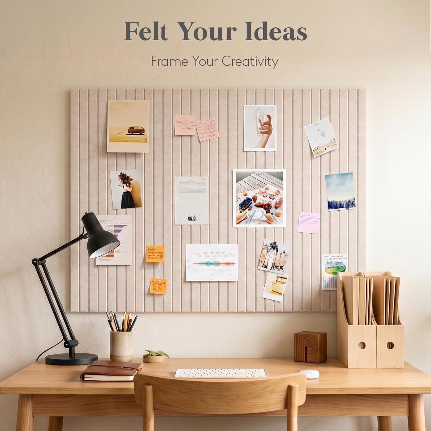 Office Furniture Online - กระดานประกาศผนังแบบสักหลาด 6 ชิ้น, กระดานประกาศแบบไม้ก๊อก, สำหรับตกแต่งสำนักงาน, บ้าน