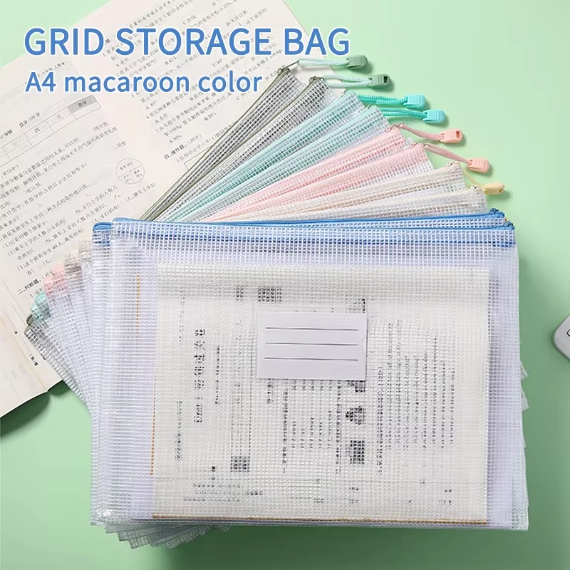 Binder Storage Box - 5/10/20/30PCS กระเป๋าเก็บเอกสารโฟลเดอร์ความจุขนาดใหญ่กริดดิ้ง A4/A5 กันน้ำซิปกระเป๋าสำหรับโรงเรียนสำนักงานเอกสารจัดระเบียบกระเป๋า