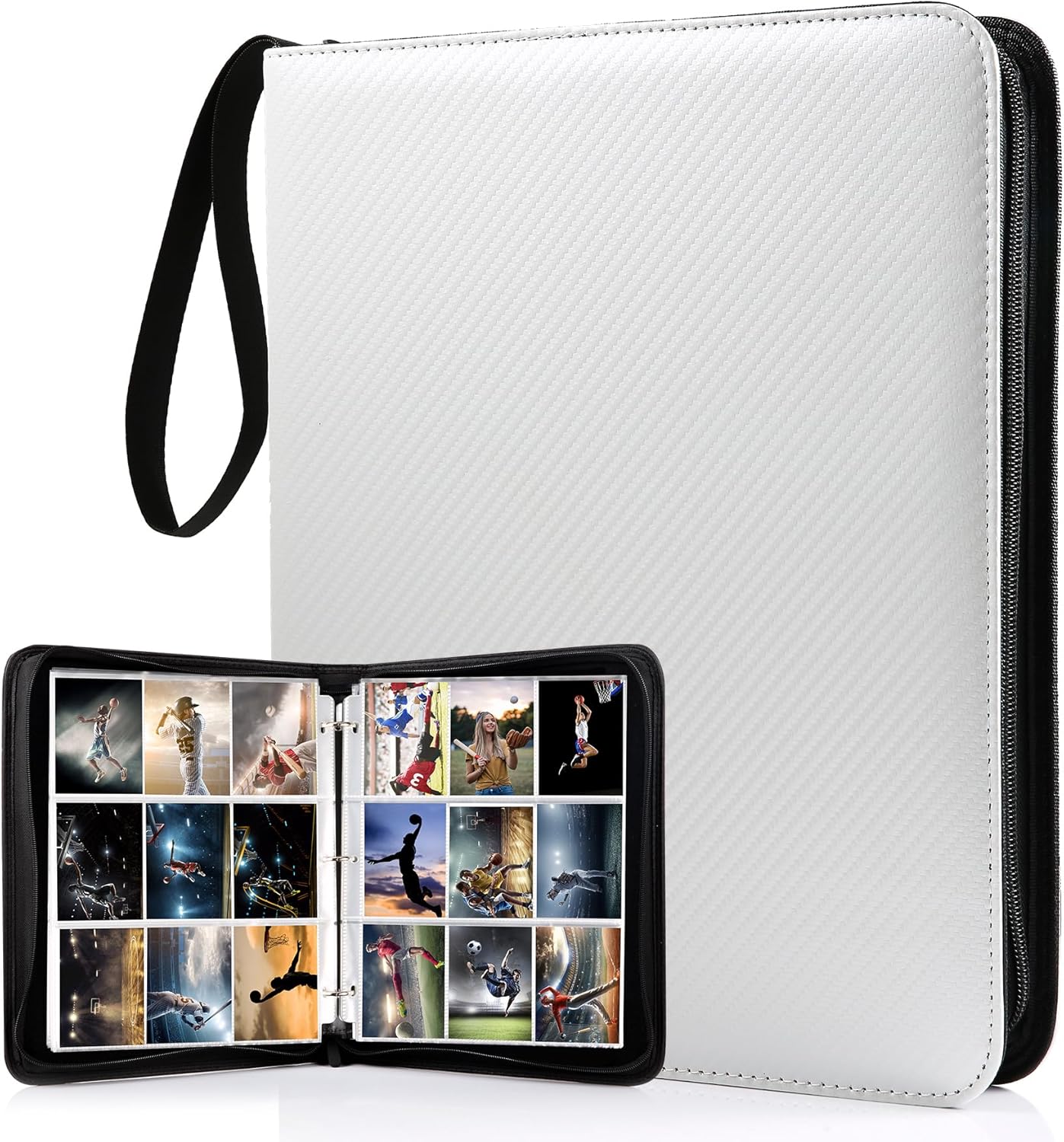Binder Storage Box - แฟ้มใส่การ์ด 3 ห่วง, 900 ช่องใส่การ์ด, ซองใส่การ์ดเบสบอลพร้อมซิป,