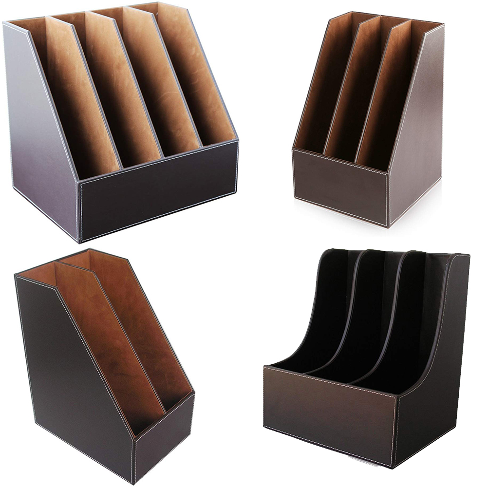 Desktop Filing Tray - XRHYY 2/3/4 สล็อต Simple Houseware หนังเดสก์ท็อปแนวตั้งแฟ้มโฟลเดอร์