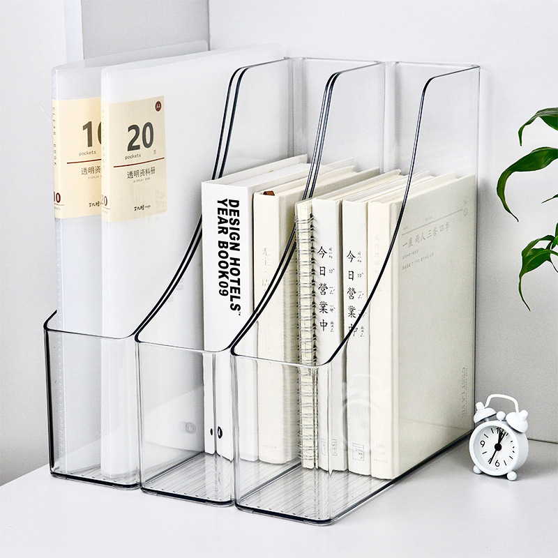 Binder Storage Box - อะคริลิค A4 กล่องเก็บเอกสารสําหรับเอกสารพลาสติกกระดาษแฟ้ม Organizer แนวตั้งนิตยสาร Rack