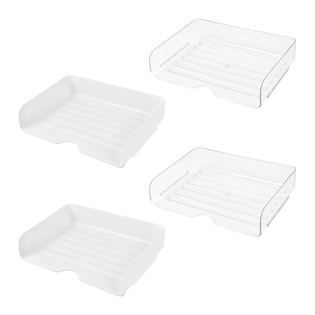 Desktop Filing Tray - ถาดจัดระเบียบโต๊ะทำงานแบบใส 4 ชิ้น สำหรับเอกสาร A4 เครื่องเขียน