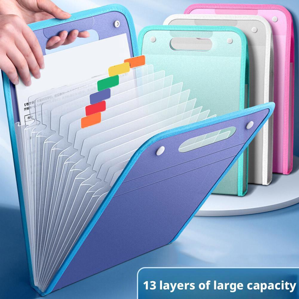 Binder Storage Box - แฟ้มเอกสารแบบพกพา 13 ช่อง ขนาด A4 สีมาการอง