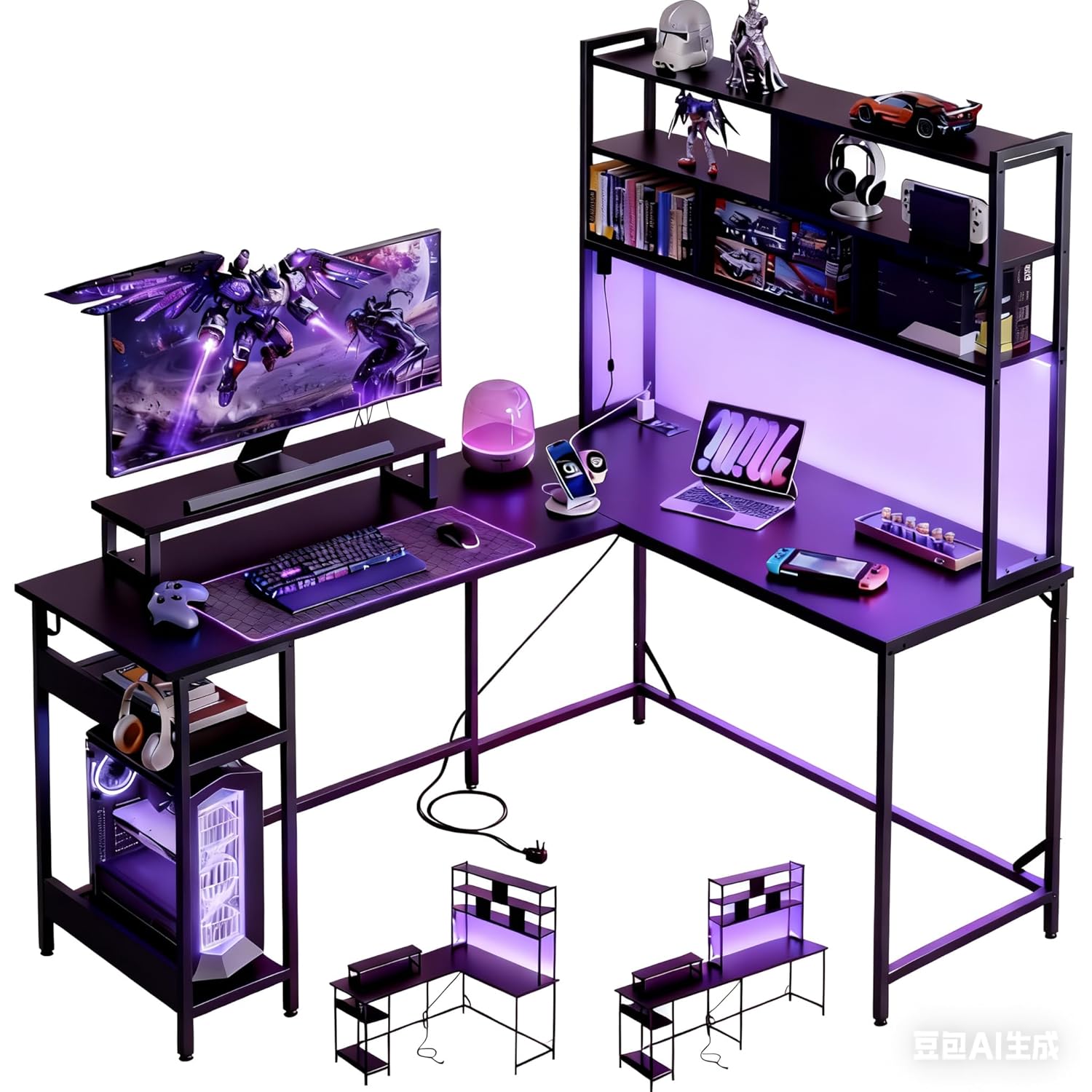 โต๊ะเล่นเกมรูปตัว L พร้อมฮัทช์ - Gaming Desk With Hutch บทวิจารณ์และราคา