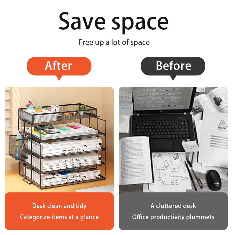 4 ชั้นแพ็คถาดวางซ้อนกันได้ Off - Desktop Filing Tray บทวิจารณ์และราคา