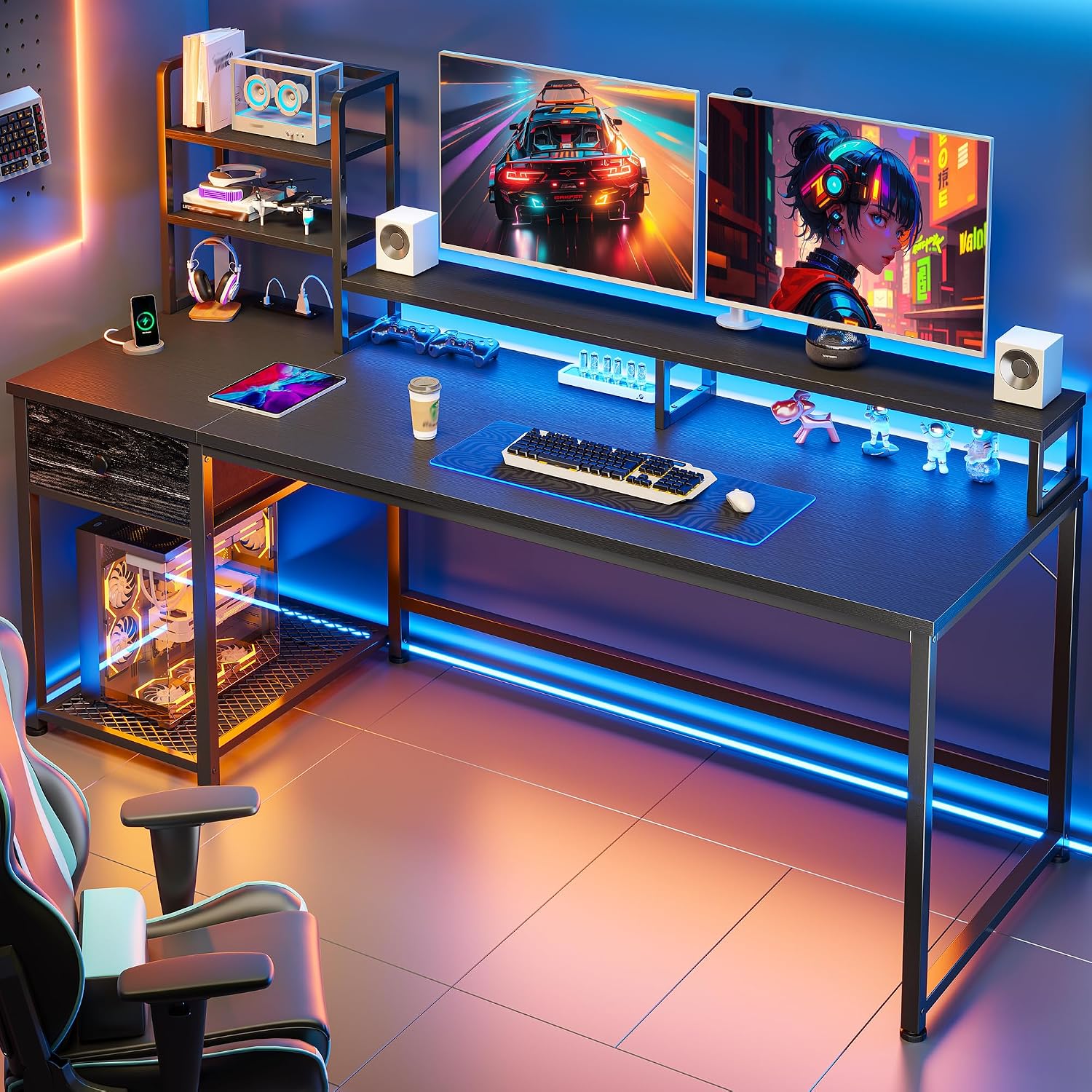 โต๊ะเกมมิ่งพร้อมตู้เก็บของและล - Gaming Desk With Hutch บทวิจารณ์และราคา