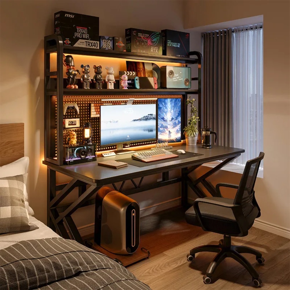 โต๊ะเกมมิ่งพร้อมชั้นวางหนังสือ - Gaming Desk With Hutch บทวิจารณ์และราคา