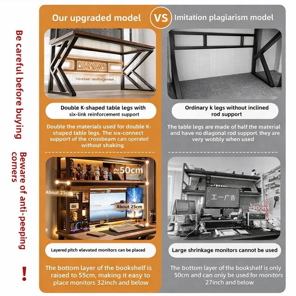 โต๊ะเกมมิ่งพร้อมชั้นวางหนังสือ - Gaming Desk With Hutch บทวิจารณ์และราคา