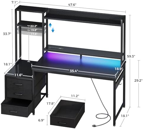 โต๊ะเกมมิ่งขนาด 48 นิ้ว พร้อมต - Gaming Desk With Hutch บทวิจารณ์และราคา