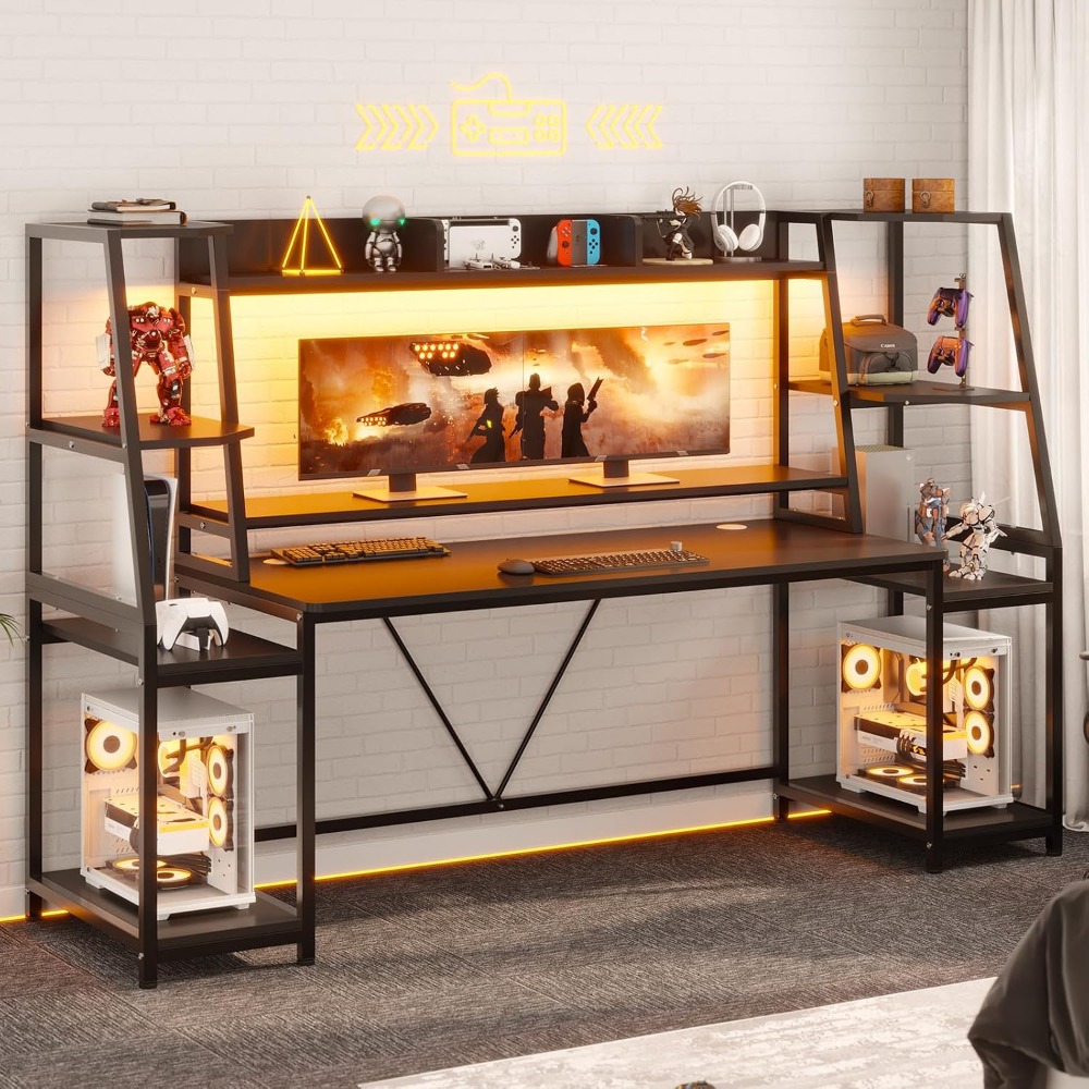 โต๊ะเกมมิ่งขนาด 79 นิ้ว พร้อมไ - Gaming Desk With Hutch บทวิจารณ์และราคา