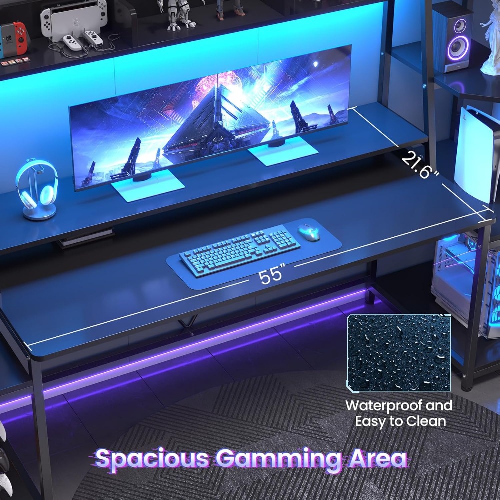 โต๊ะเกมมิ่งขนาด 79 นิ้ว พร้อมไ - Gaming Desk With Hutch บทวิจารณ์และราคา